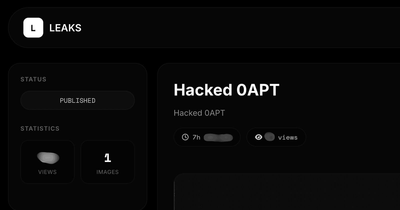 Krybit 'LEAKS' page showing 'Hacked 0APT' entry with status PUBLISHED