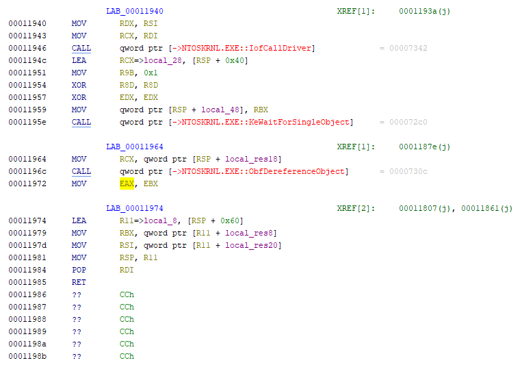 Figure 8: Step 4: synchronization, cleanup, and returning the NTSTATUS result
