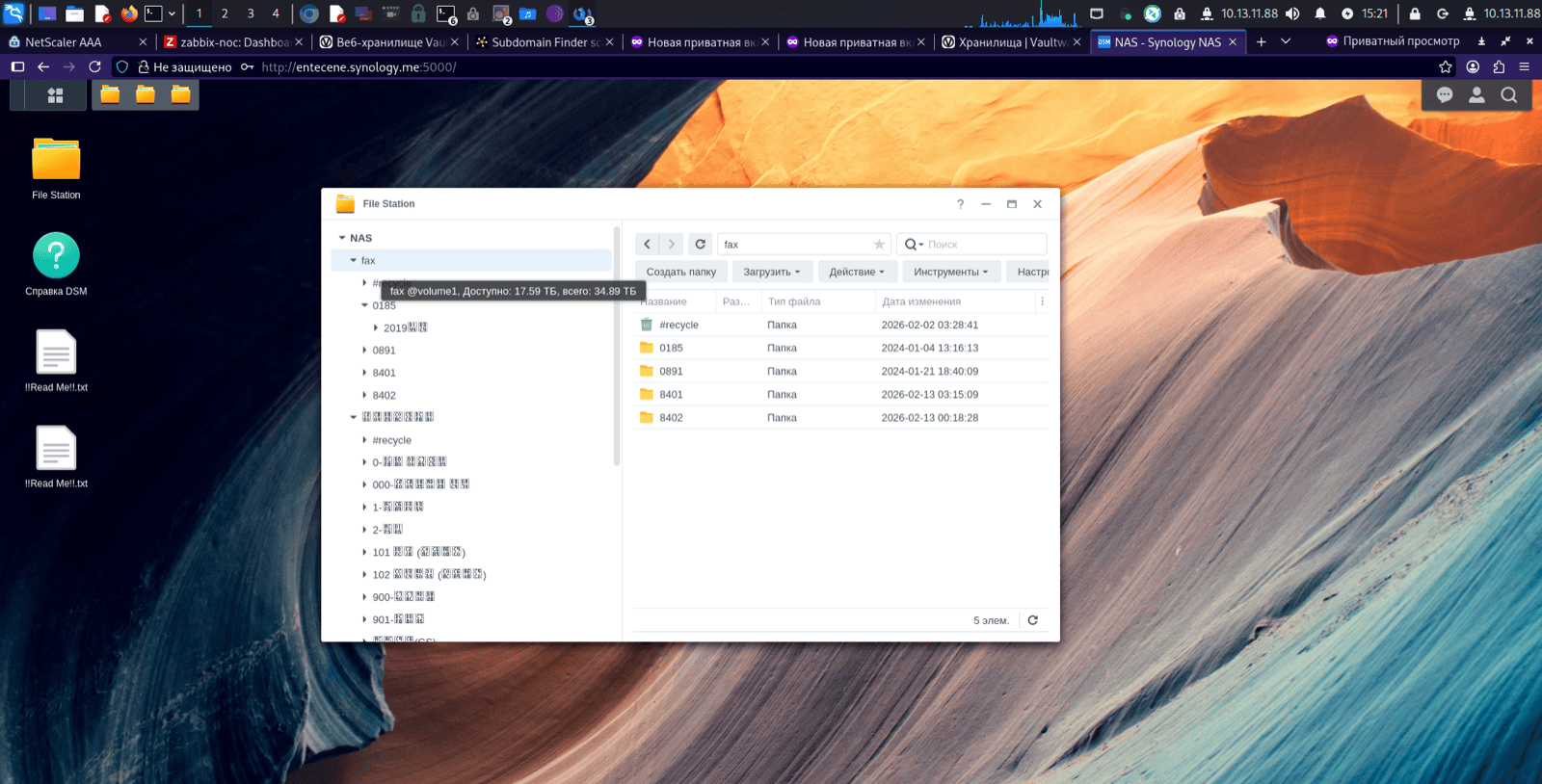 Zabbix and Vaultwarden usage with RAZBOR and FIRSTMAIL bookmarks
