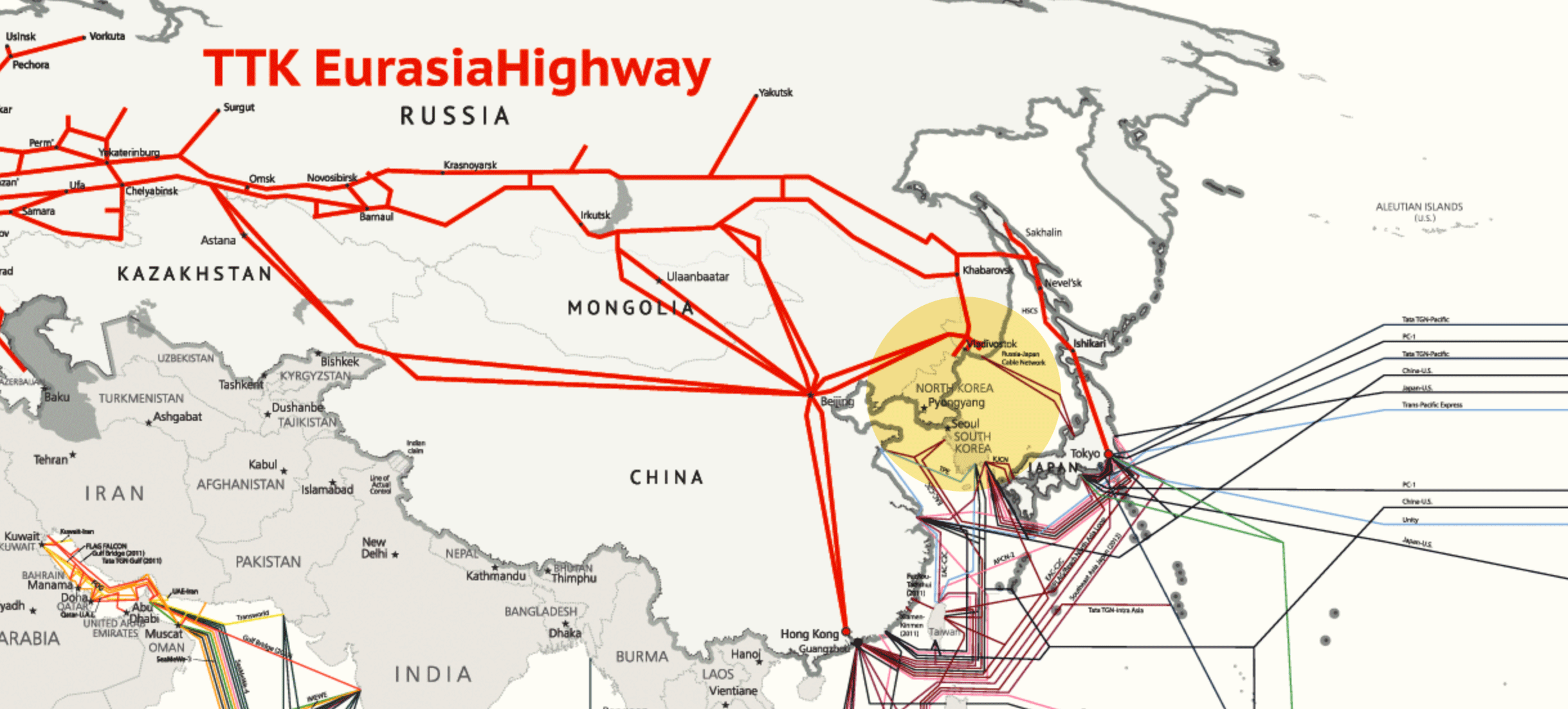TTK network map showing connection to North Korea